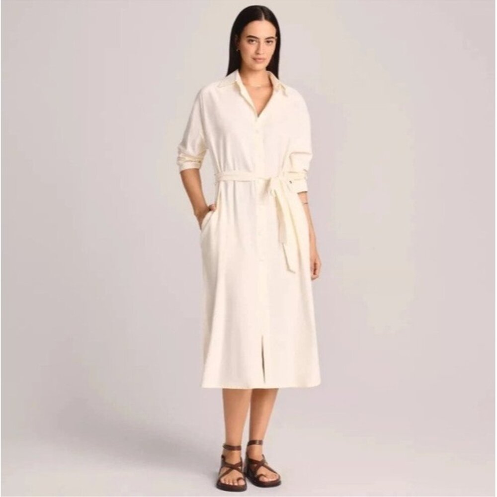 Vitamin A Cream Button-Front Swim Coverup Dress Size M